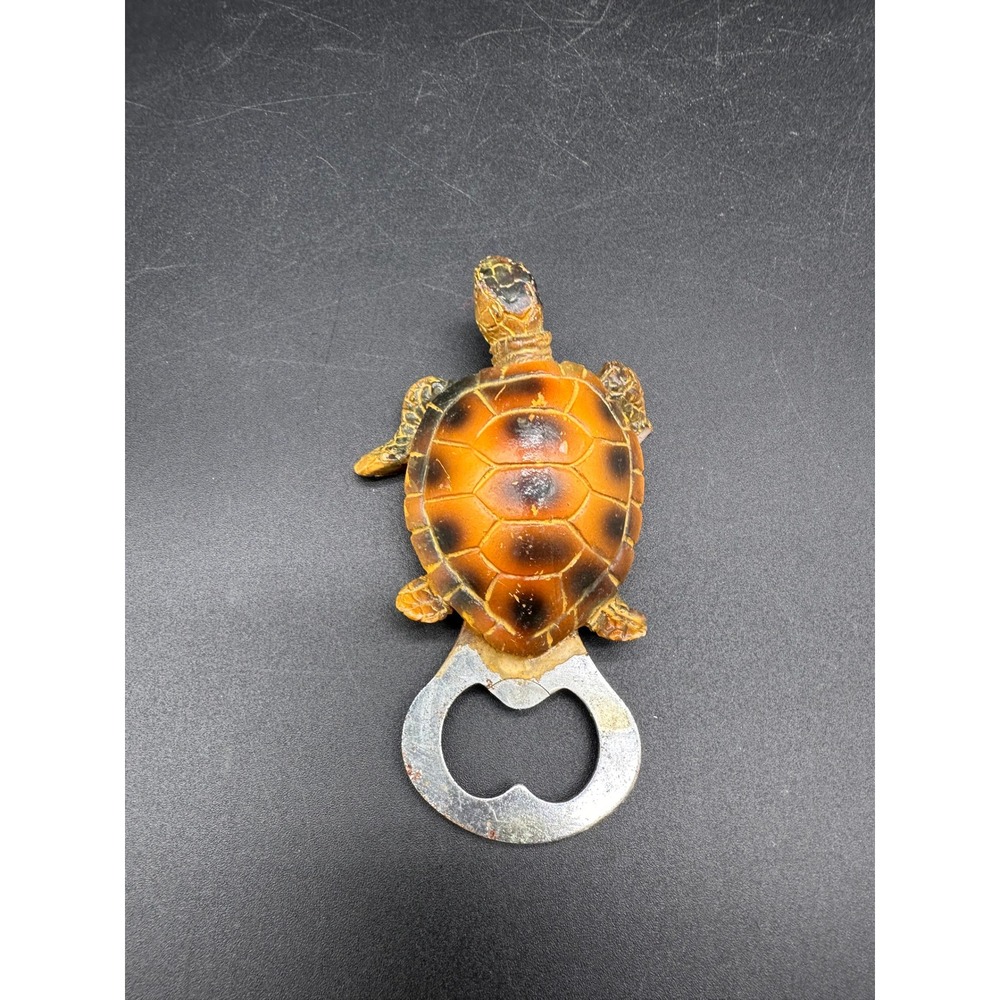 Vintage Sea Turtle Bottle Opener Resin Figurine Brown Tortoise Shell Nautical